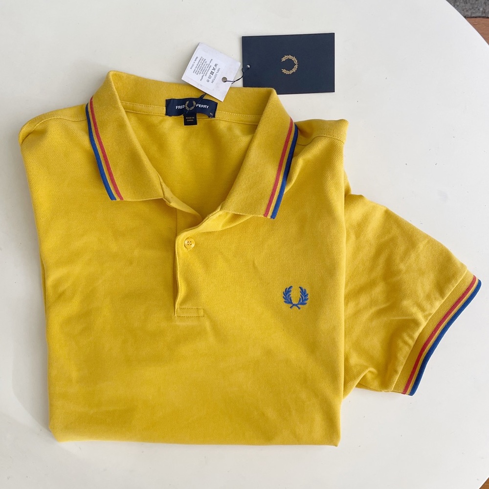 Fred Perry Men’s Twin Tipped Slim Fit Polo Gold XL New M3600